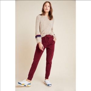 Anthropology maroon corduroy joggers xs